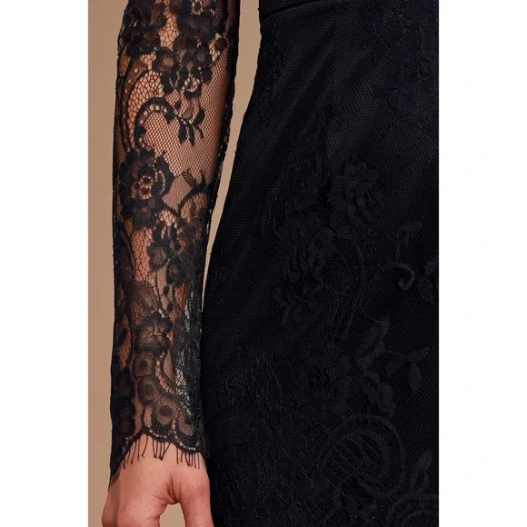 ❤️ Lulus ‘Sophisticated Hour’ Black Lace Bodycon Mini Dress - Picture 5 of 8
